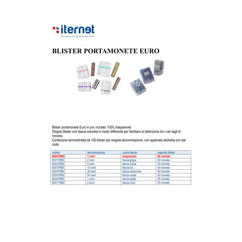 Blister per monete HolenBecky 1 cent capacità 50 monete plastica trasparente confezione da 100 blister - 8000TRBC